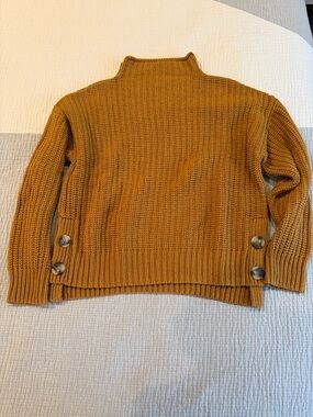 Madewell Mustard Button-Side Turtleneck Sweater